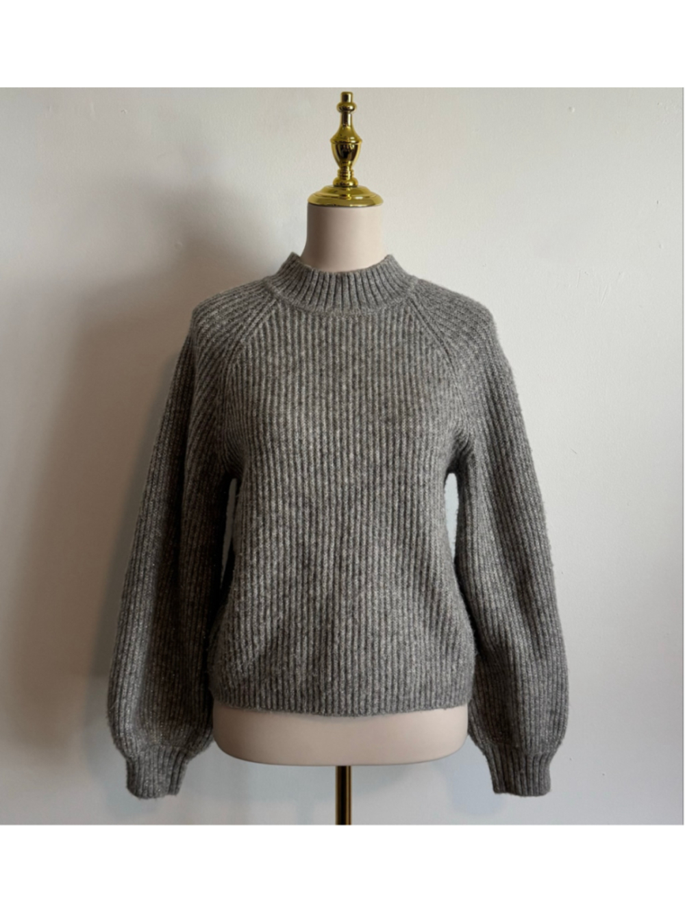 Women's Joie Grey Silver Metallic Ribbed Turtleneck Sweater Size S